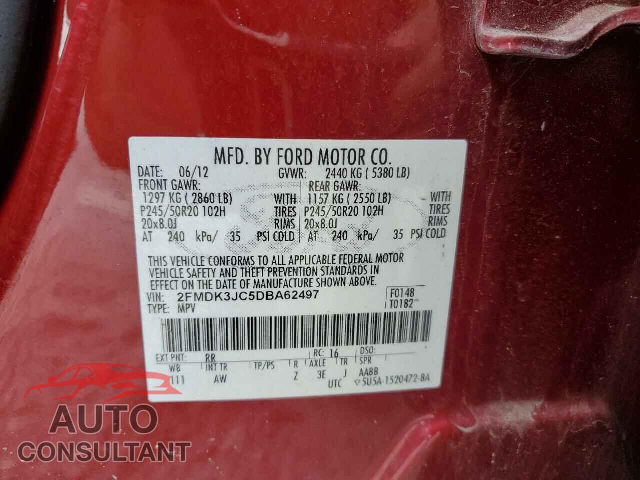 FORD EDGE 2013 - 2FMDK3JC5DBA62497