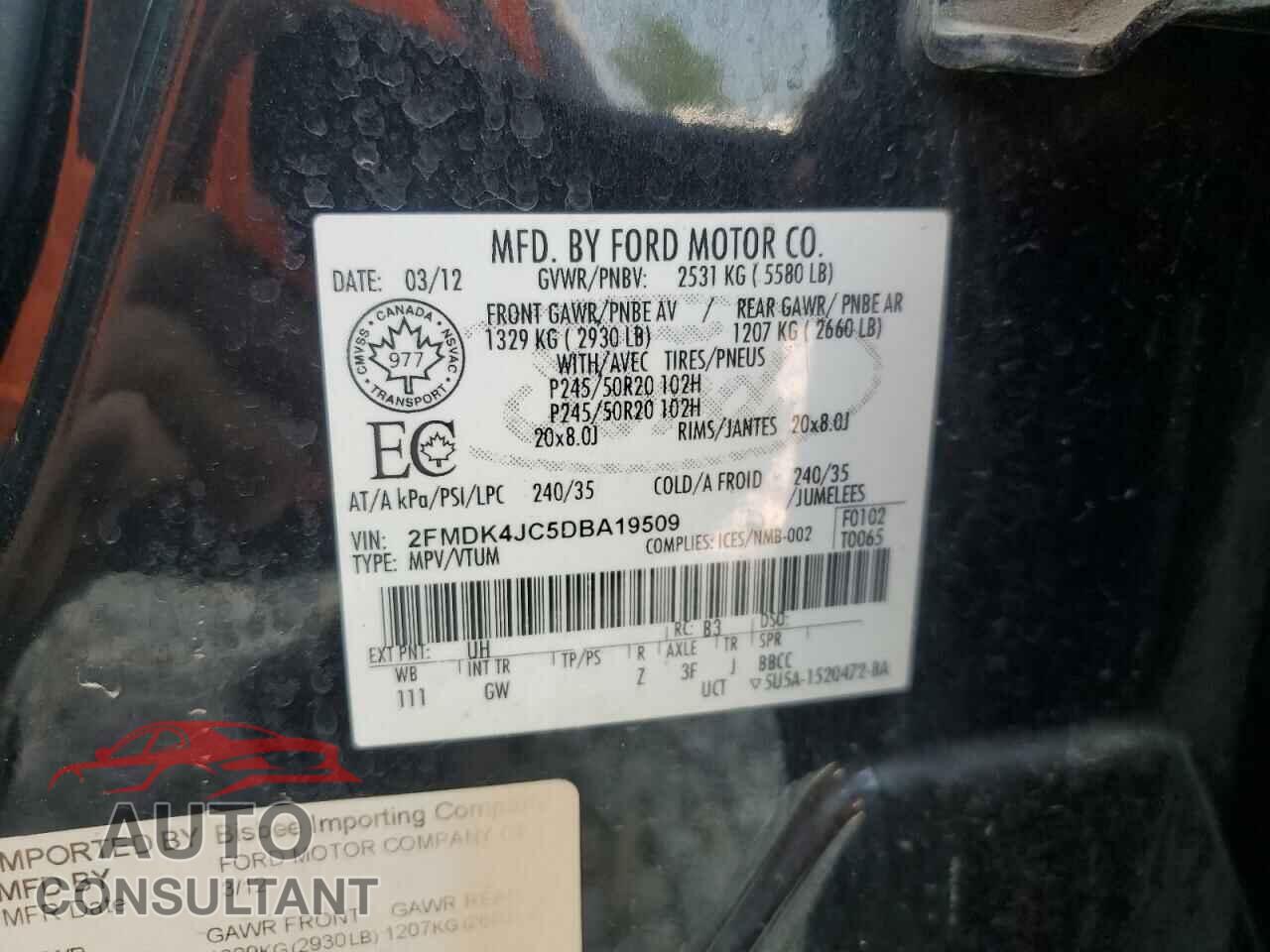 FORD EDGE 2013 - 2FMDK4JC5DBA19509