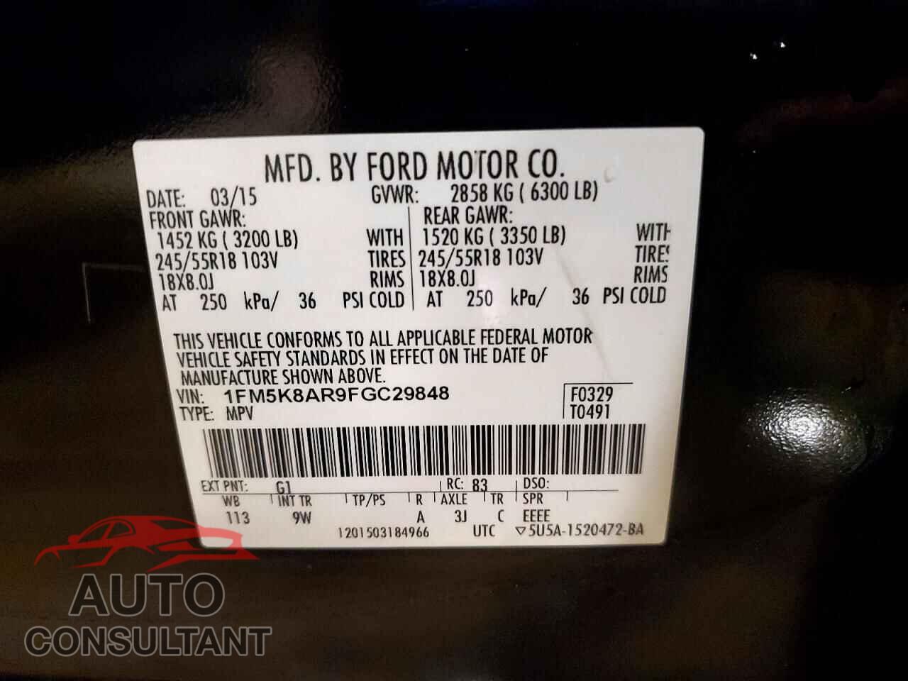 FORD EXPLORER 2015 - 1FM5K8AR9FGC29848