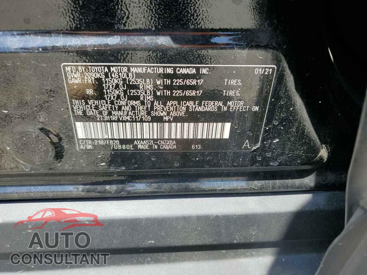 TOYOTA RAV4 2021 - 2T3H1RFVXMC117109