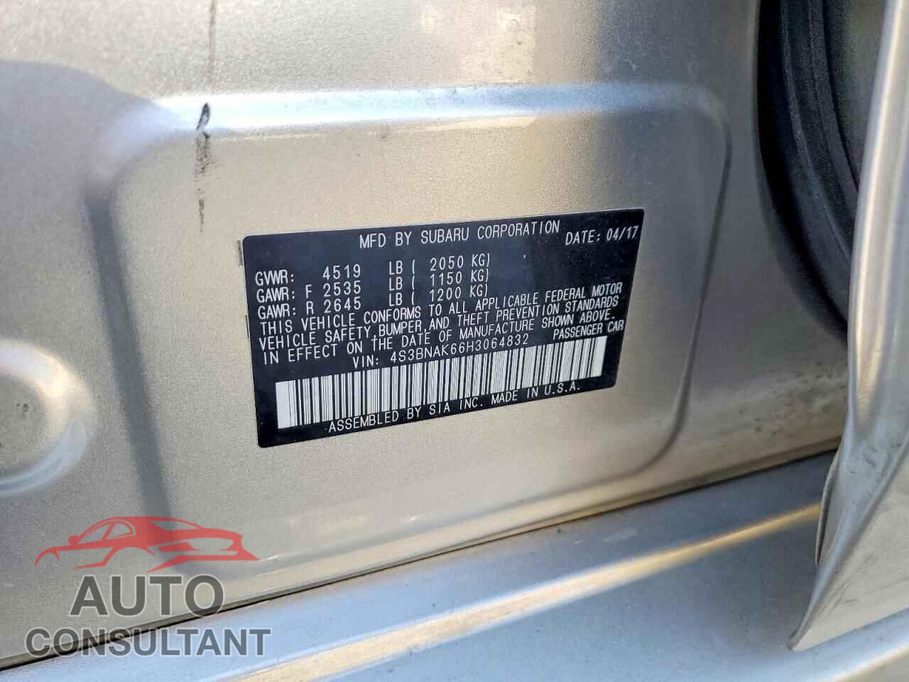 SUBARU LEGACY 2017 - 4S3BNAK66H3064832