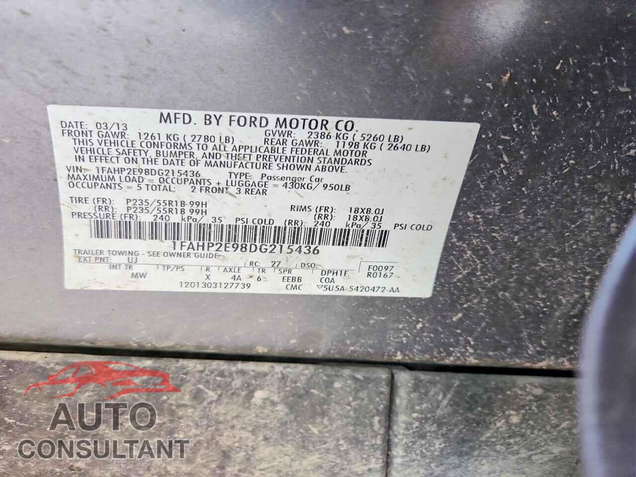FORD TAURUS 2013 - 1FAHP2E98DG215436