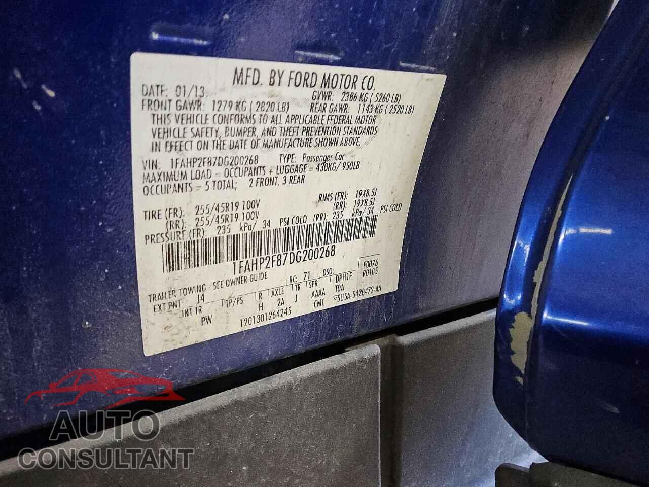 FORD TAURUS 2013 - 1FAHP2F87DG200268