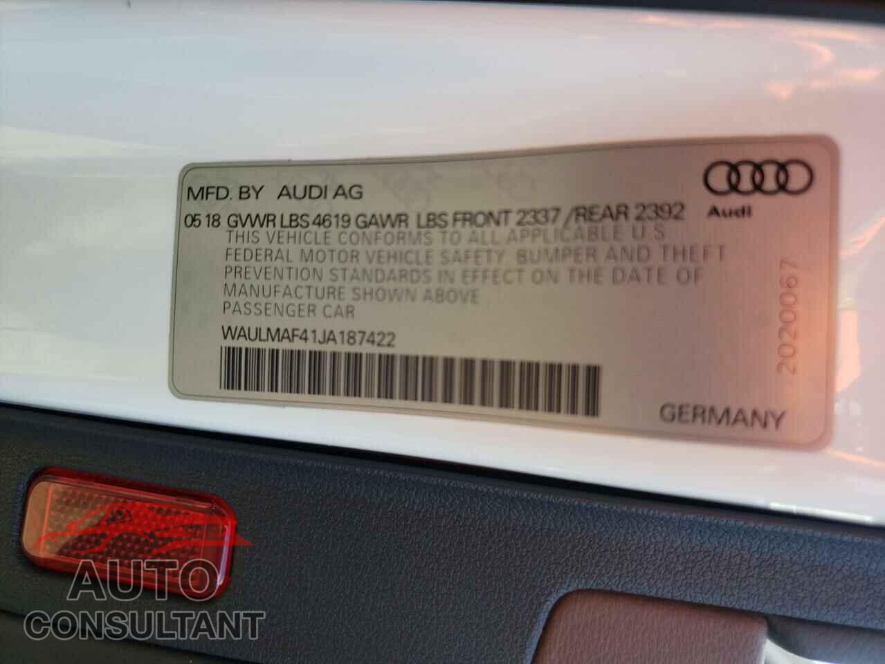 AUDI A4 2018 - WAULMAF41JA187422