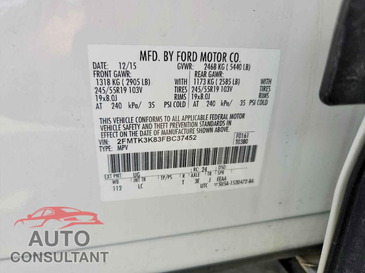 FORD EDGE 2015 - 2FMTK3K83FBC37452