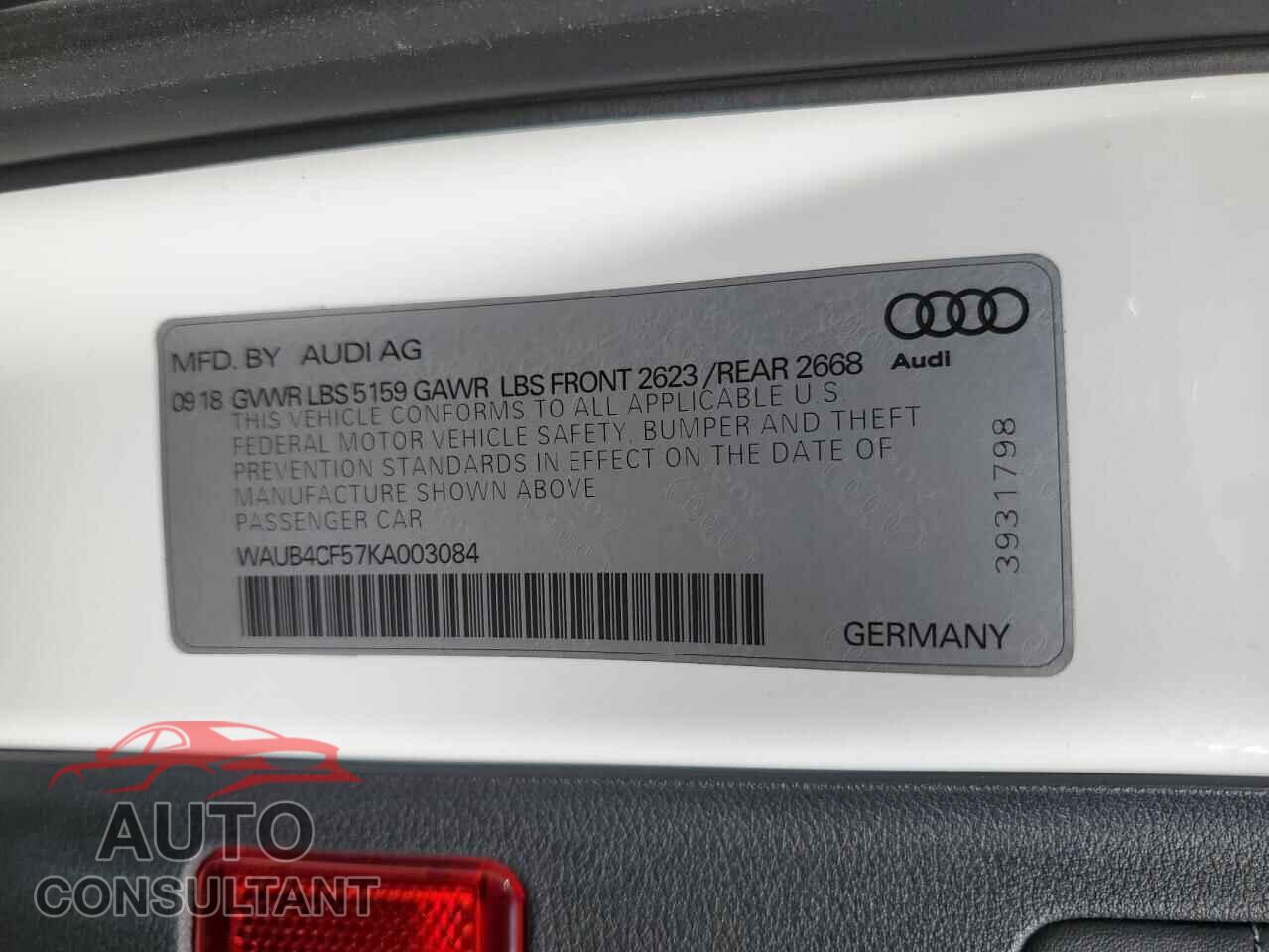 AUDI S5/RS5 2019 - WAUB4CF57KA003084