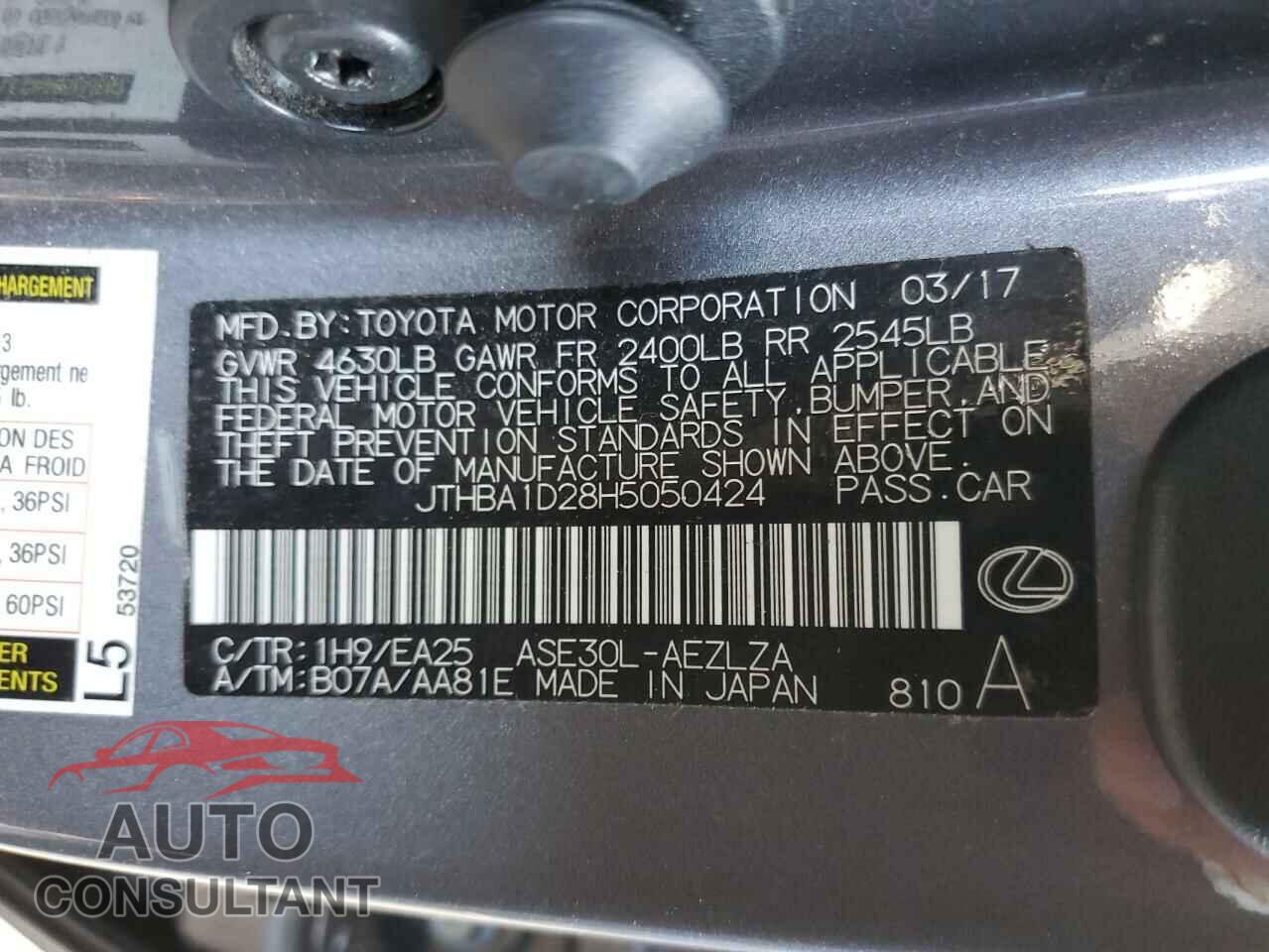 LEXUS IS 2017 - JTHBA1D28H5050424