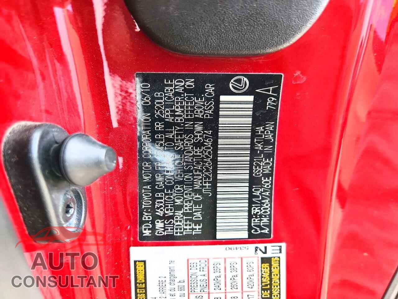 LEXUS IS 2010 - JTHFE2C26A2504674