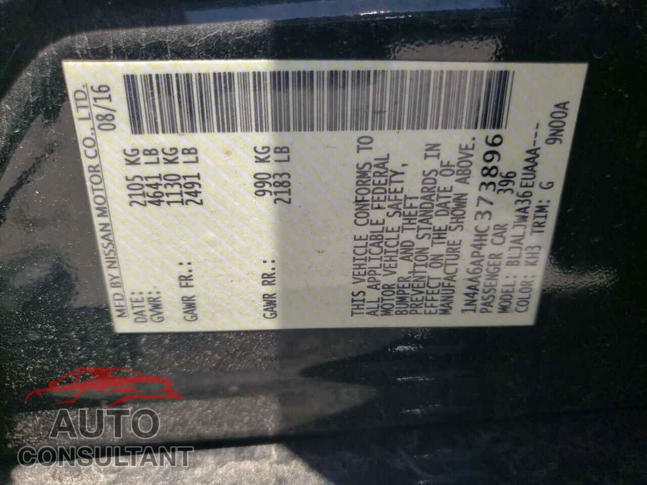 NISSAN MAXIMA 2017 - 1N4AA6AP4HC373896