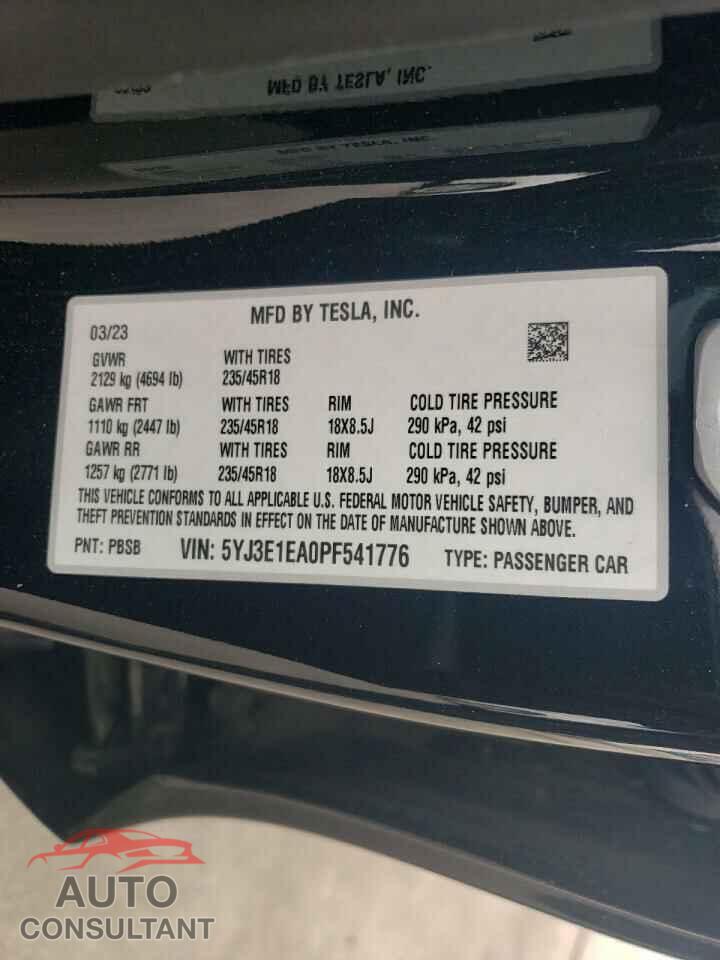 TESLA MODEL 3 2023 - 5YJ3E1EA0PF541776