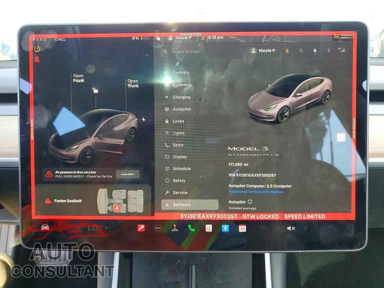 TESLA MODEL 3 2019 - 5YJ3E1EAXKF300297