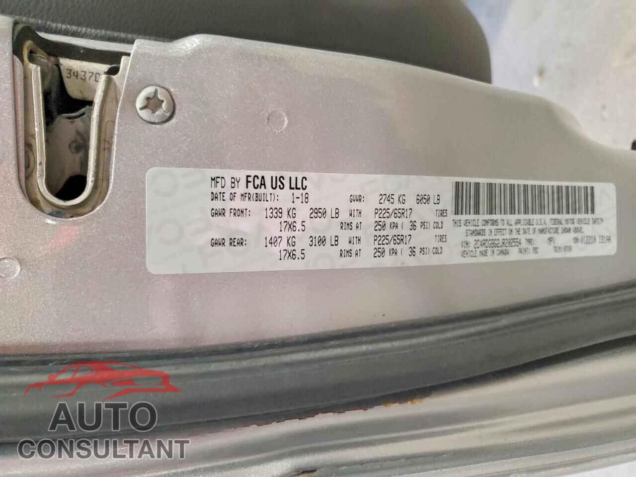DODGE CARAVAN 2018 - 2C4RDGBG2JR202554