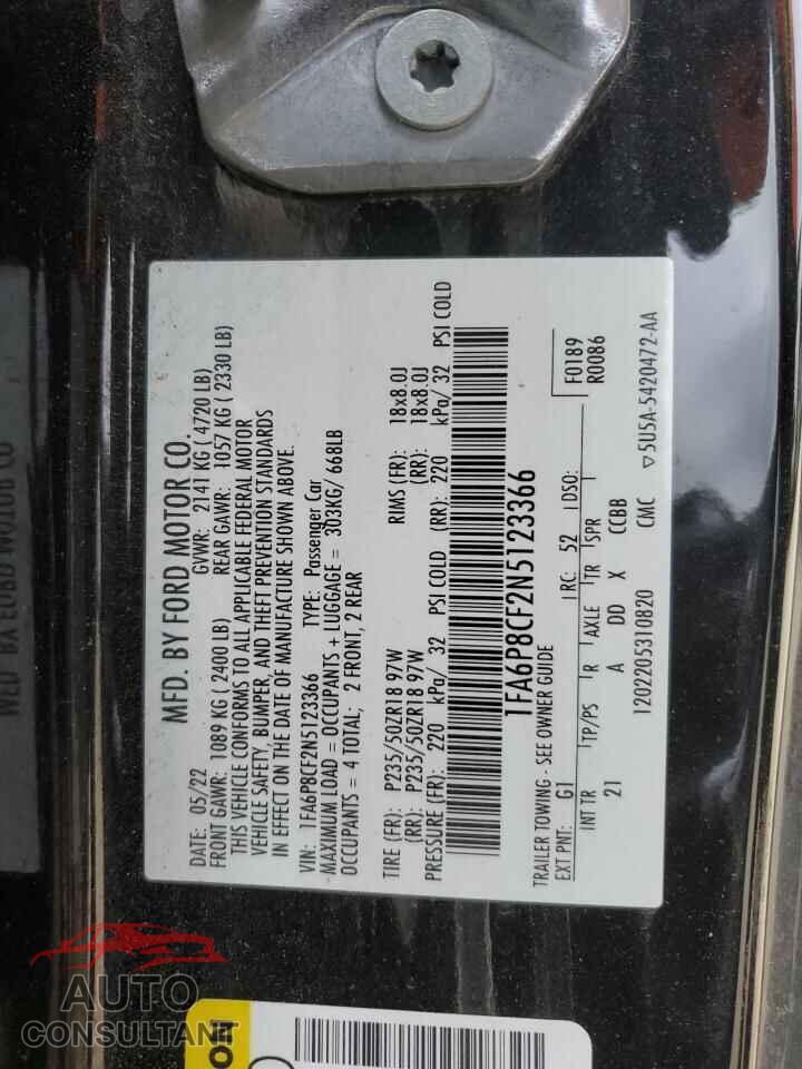 FORD MUSTANG 2022 - 1FA6P8CF2N5123366