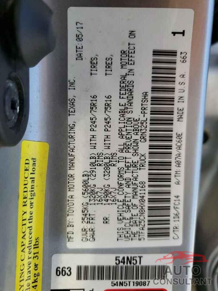 TOYOTA TACOMA 2017 - 5TFAZ5CN8HX041168