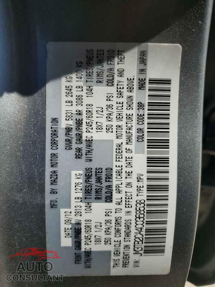 MAZDA CX-9 2012 - JM3TB2CA4C0368538