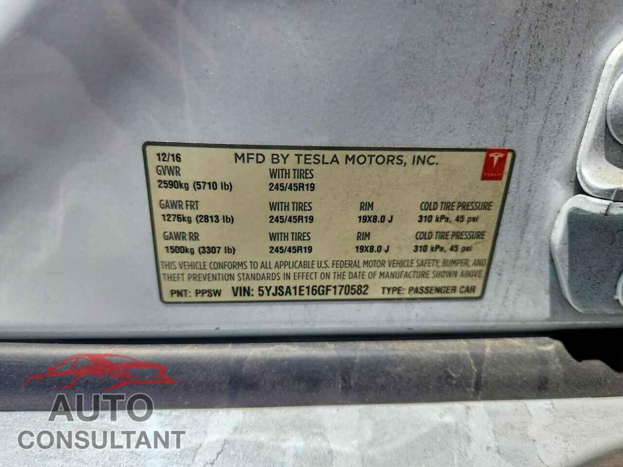 TESLA MODEL S 2016 - 5YJSA1E16GF170582