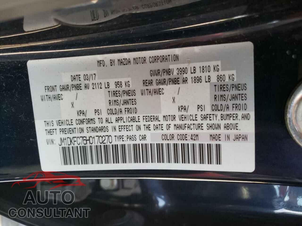 MAZDA CX-3 2017 - JM1DKFC76H0170270
