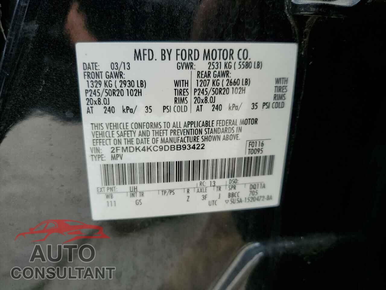 FORD EDGE 2013 - 2FMDK4KC9DBB93422