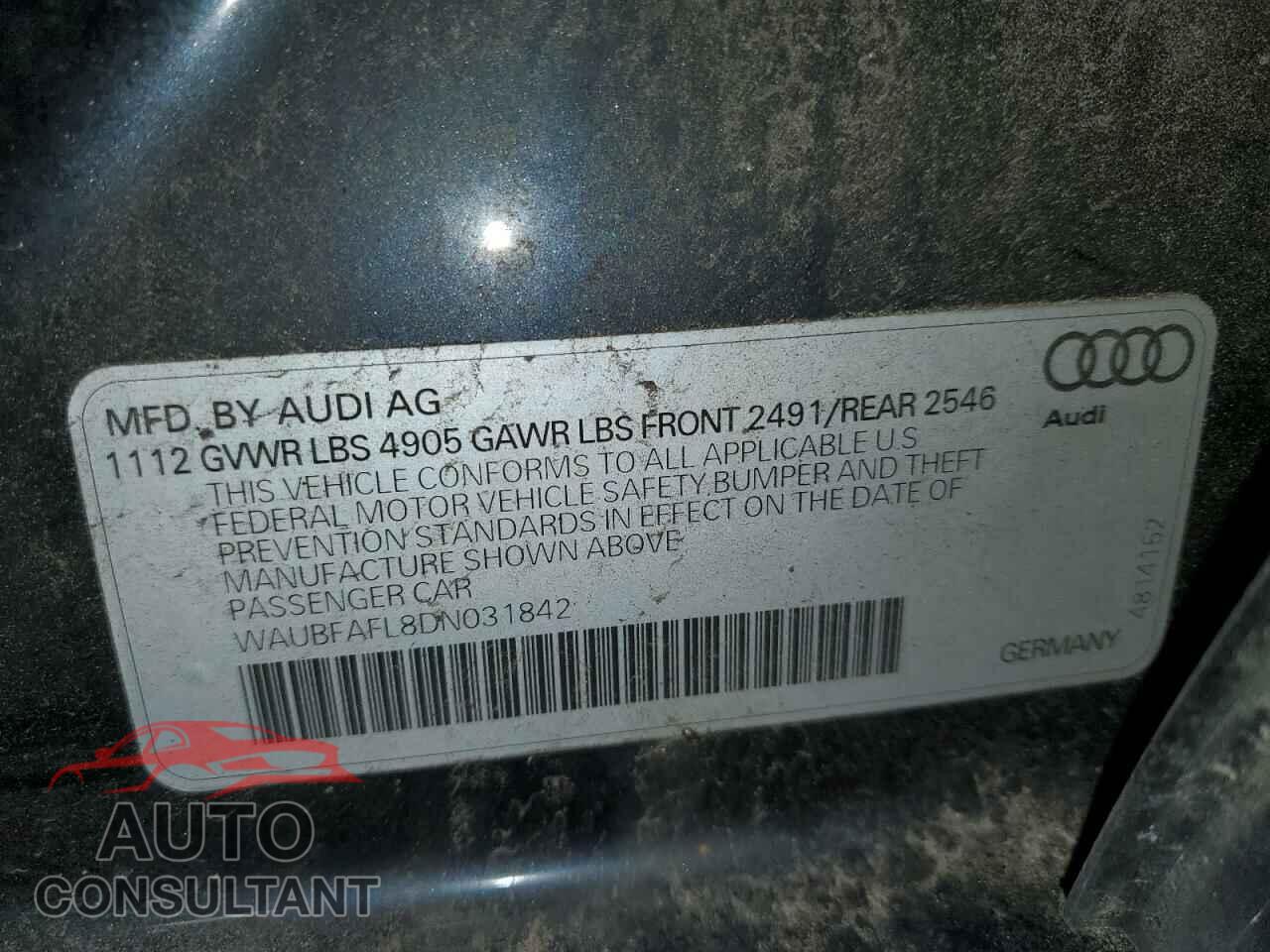 AUDI A4 2013 - WAUBFAFL8DN031842