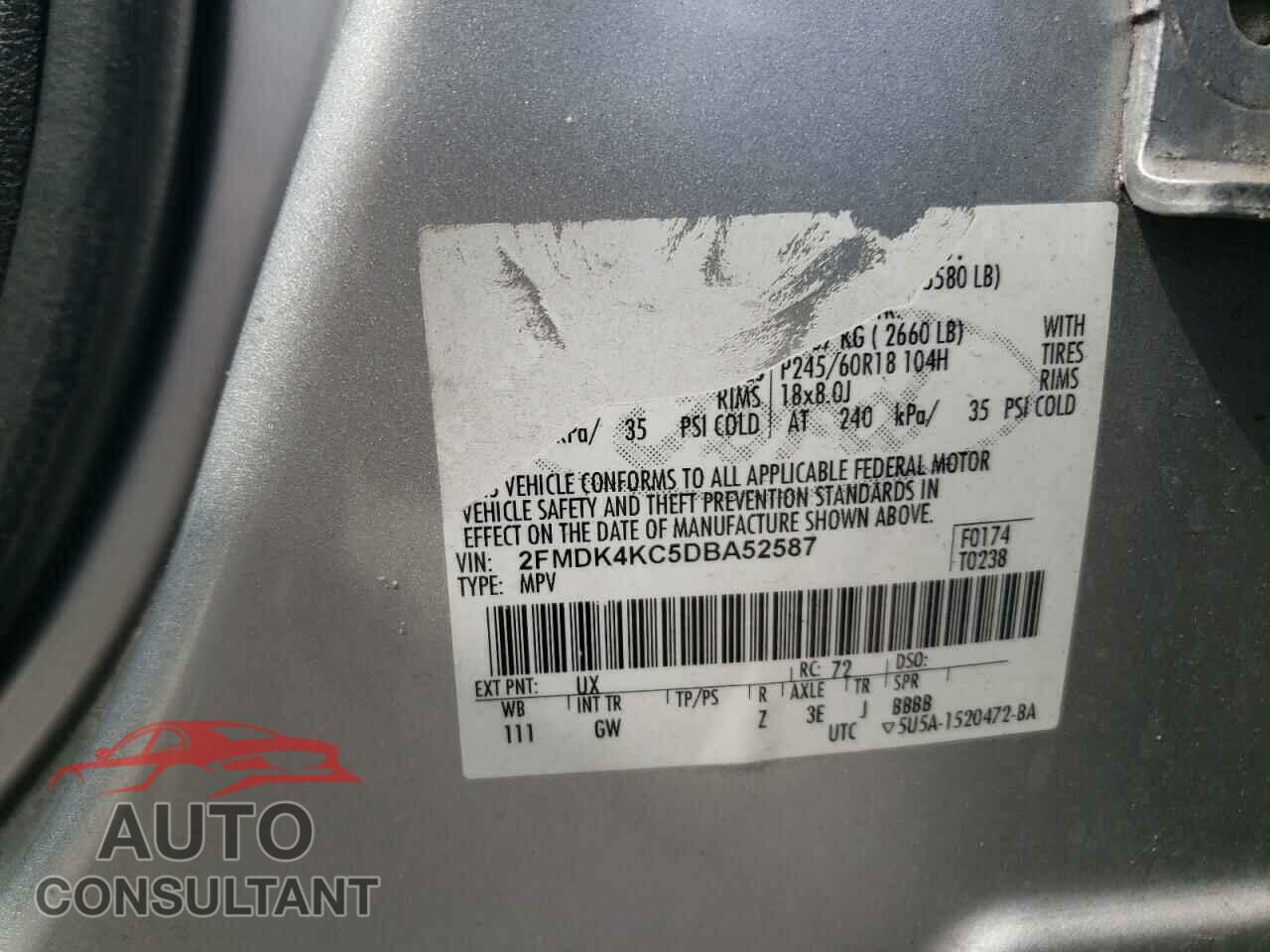 FORD EDGE 2013 - 2FMDK4KC5DBA52587