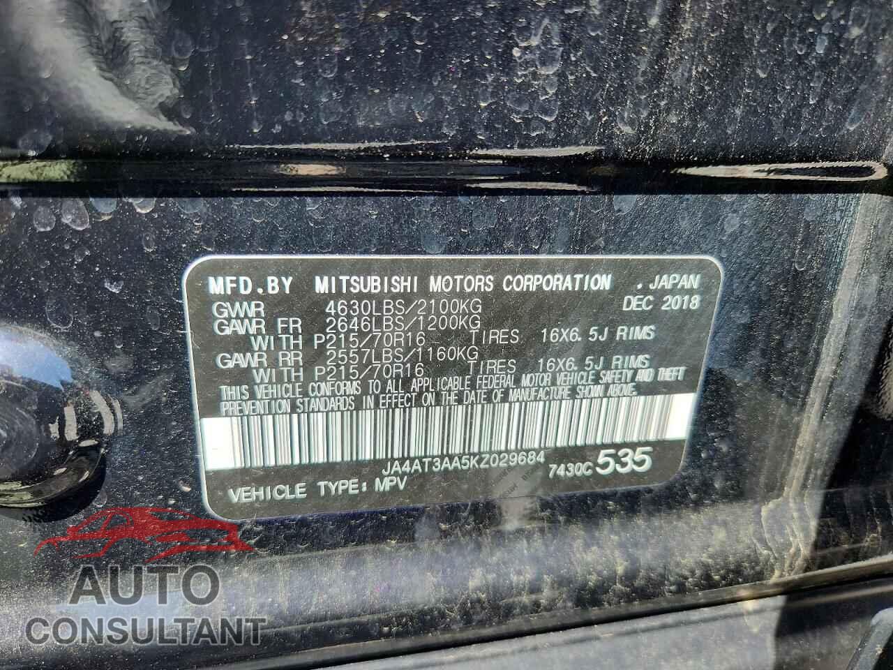 MITSUBISHI ECLIPSE 2019 - JA4AT3AA5KZ029684