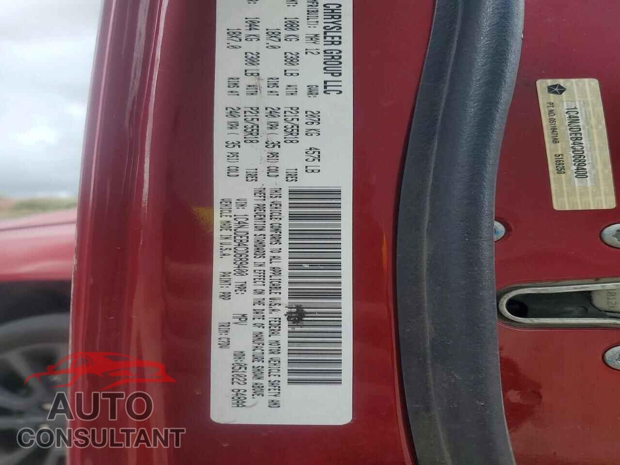 JEEP COMPASS 2012 - 1C4NJDEB4CD689400