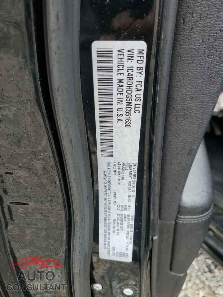 DODGE DURANGO 2021 - 1C4RDHDG5MC551630