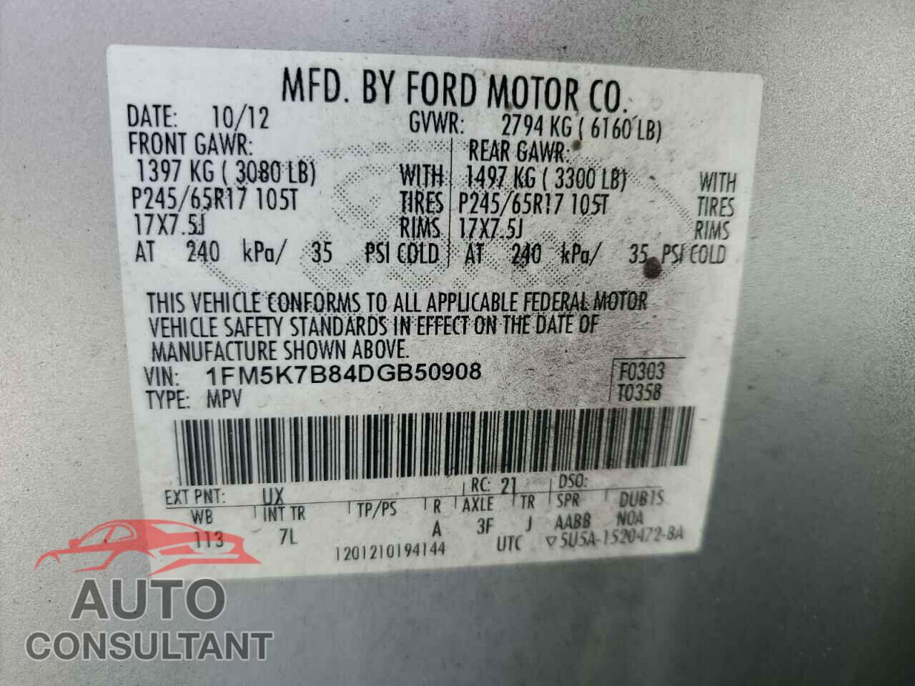 FORD EXPLORER 2013 - 1FM5K7B84DGB50908