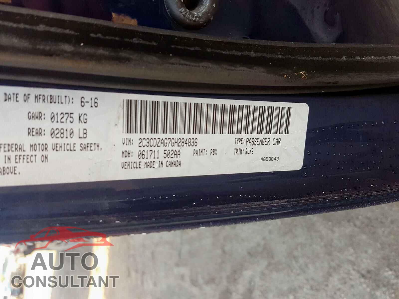 DODGE CHALLENGER 2016 - 2C3CDZAG7GH284836