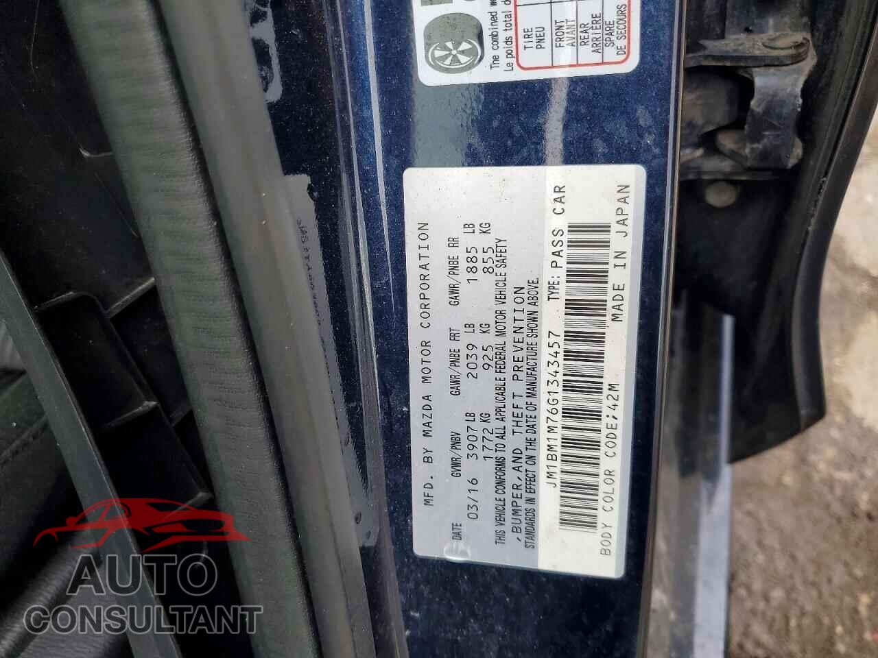 MAZDA 3 2016 - JM1BM1M76G1343457