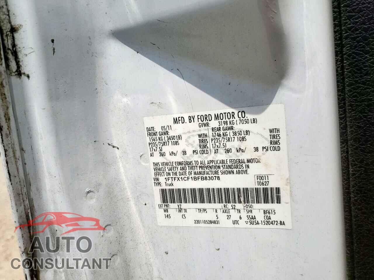FORD F-150 2011 - 1FTFX1CF1BFB83078