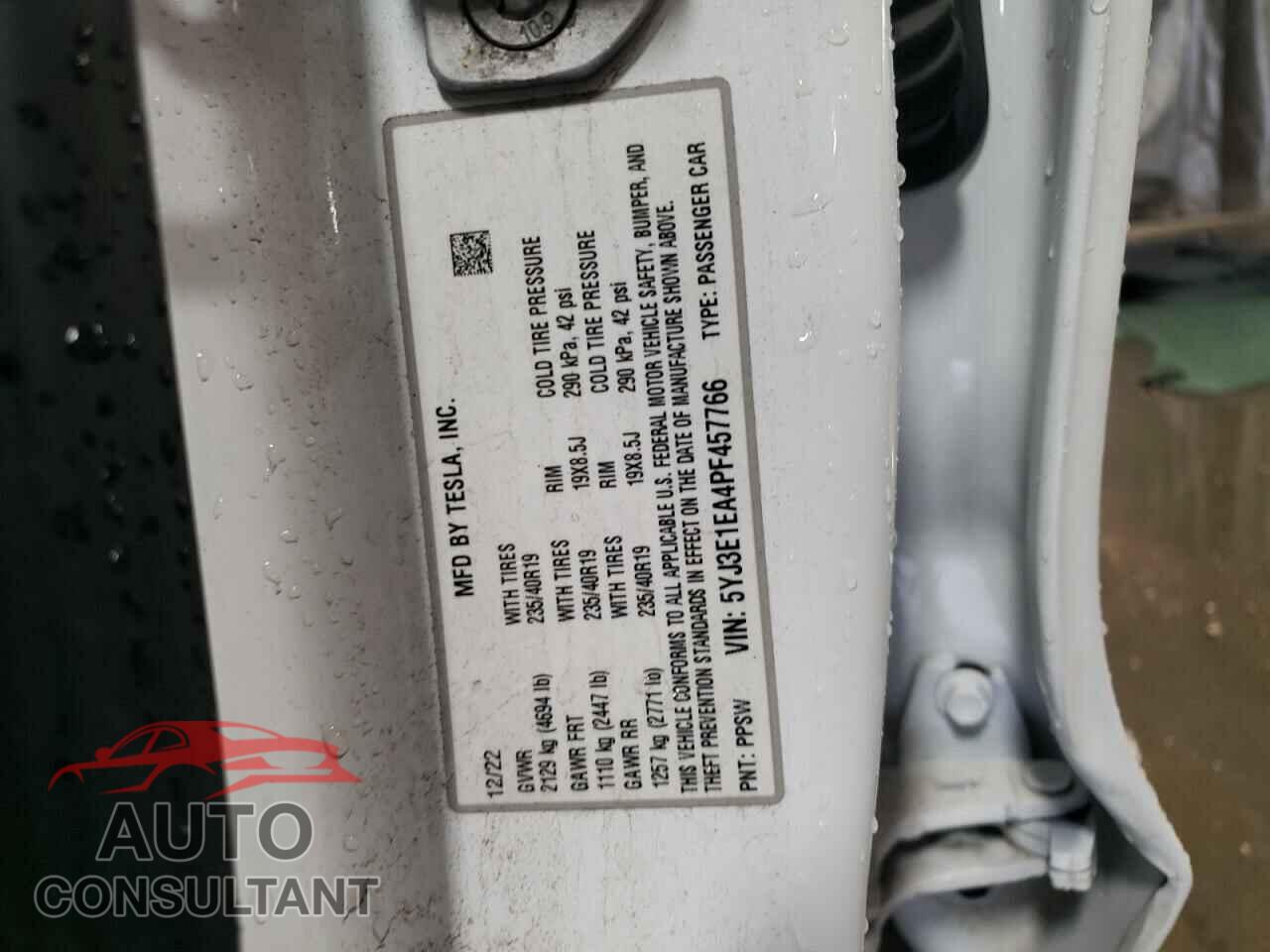 TESLA MODEL 3 2023 - 5YJ3E1EA4PF457766