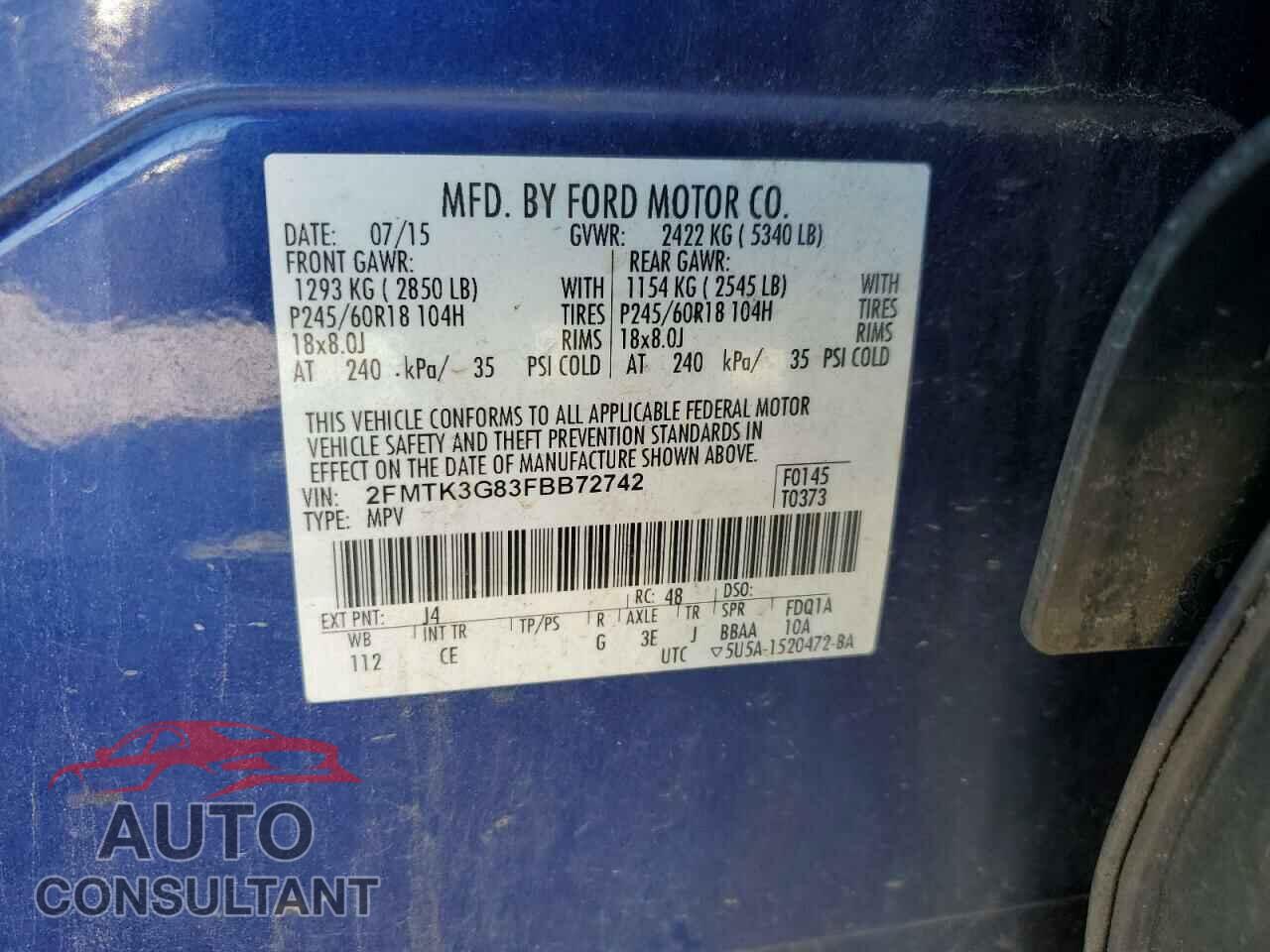 FORD EDGE 2015 - 2FMTK3G83FBB72742