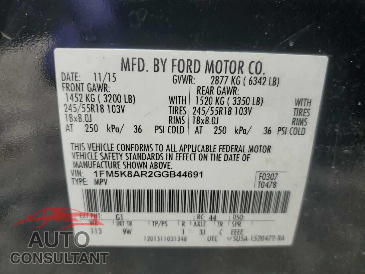 FORD EXPLORER 2016 - 1FM5K8AR2GGB44691