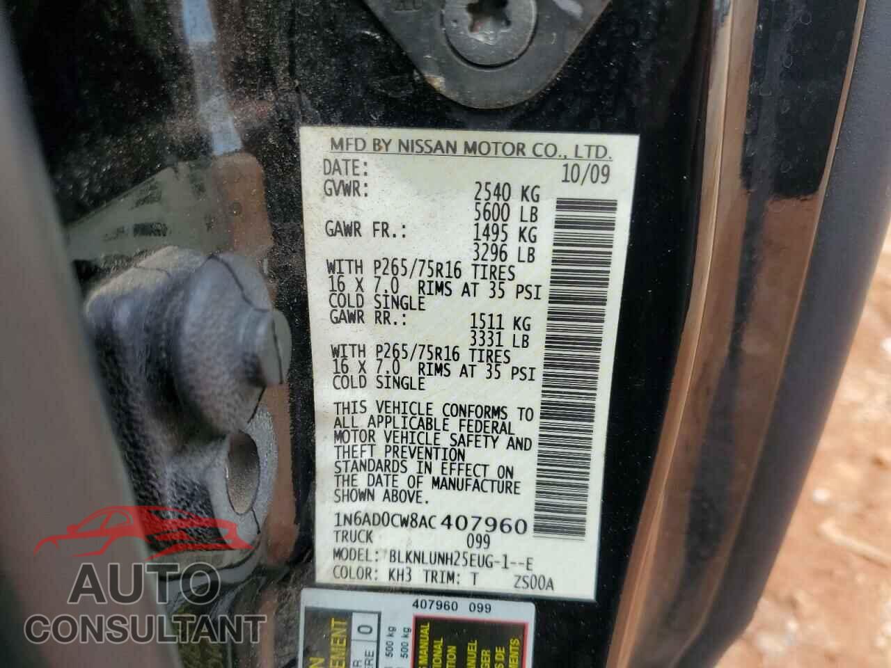 NISSAN FRONTIER 2010 - 1N6AD0CW8AC407960