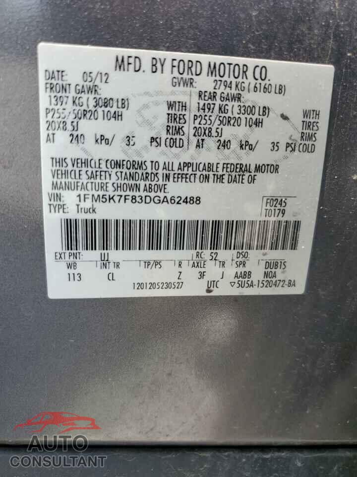 FORD EXPLORER 2013 - 1FM5K7F83DGA62488