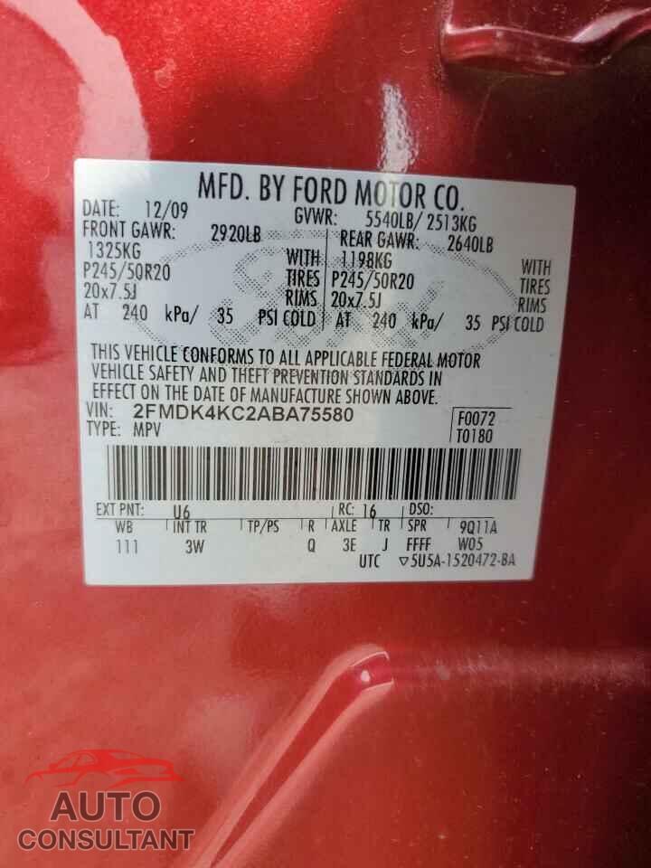 FORD EDGE 2010 - 2FMDK4KC2ABA75580