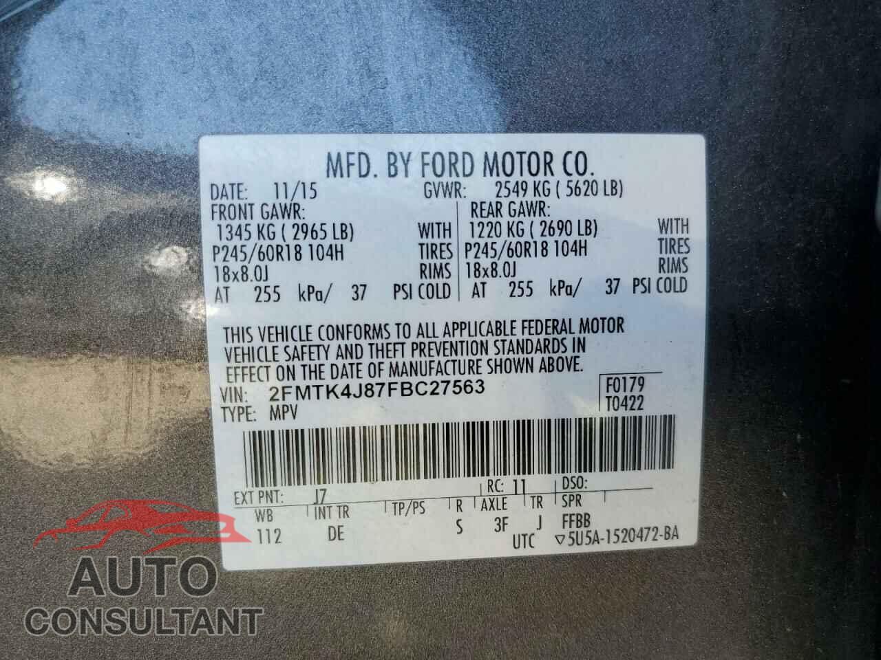 FORD EDGE 2015 - 2FMTK4J87FBC27563