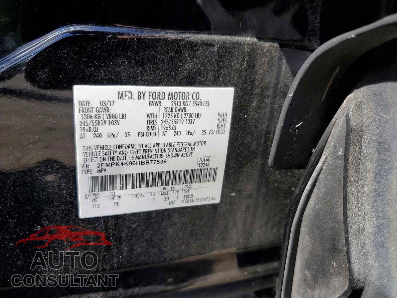 FORD EDGE 2017 - 2FMPK4K96HBB77539