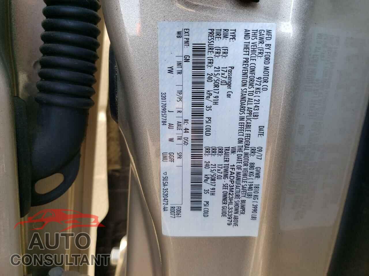 FORD FOCUS 2017 - 1FADP3M23HL333979