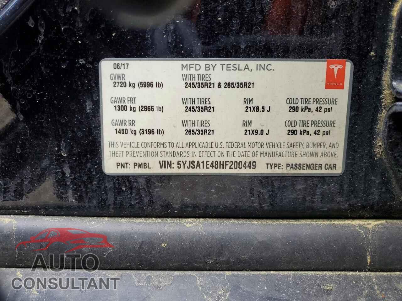 TESLA MODEL S 2017 - 5YJSA1E48HF200449