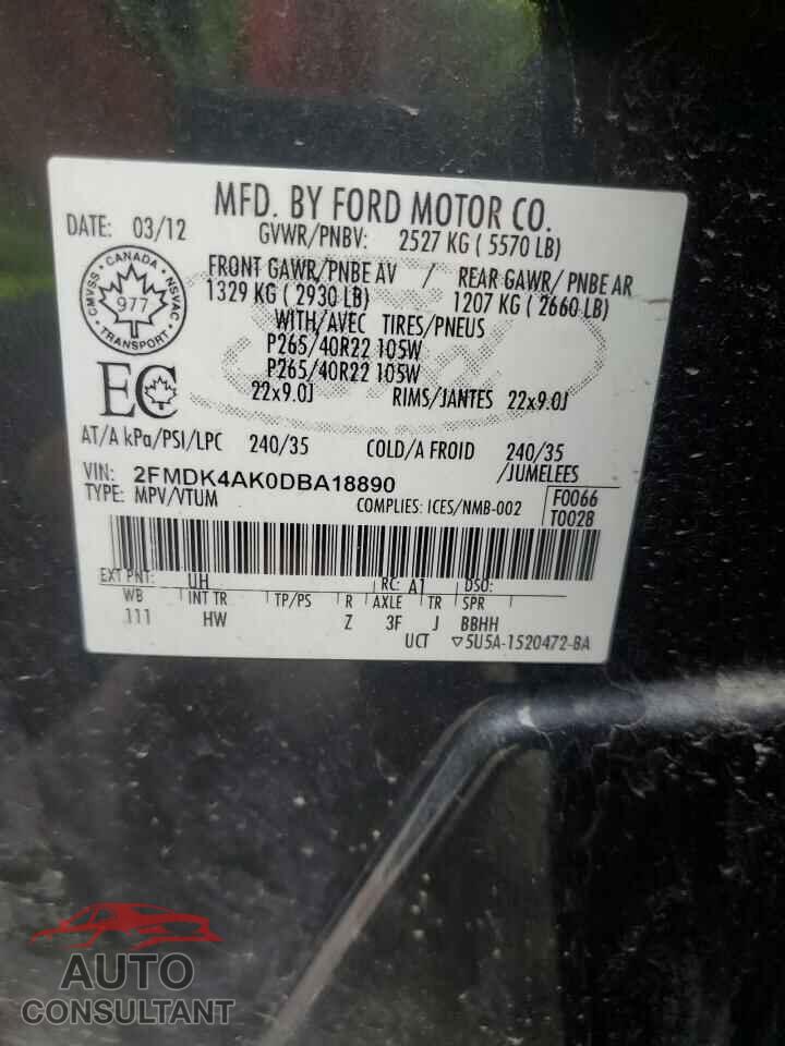 FORD EDGE 2013 - 2FMDK4AK0DBA18890