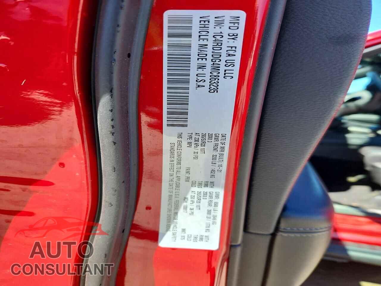 DODGE DURANGO 2021 - 1C4RDJDG4MC863235