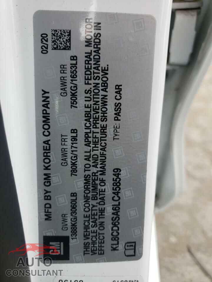 CHEVROLET SPARK 2020 - KL8CD6SA6LC458549