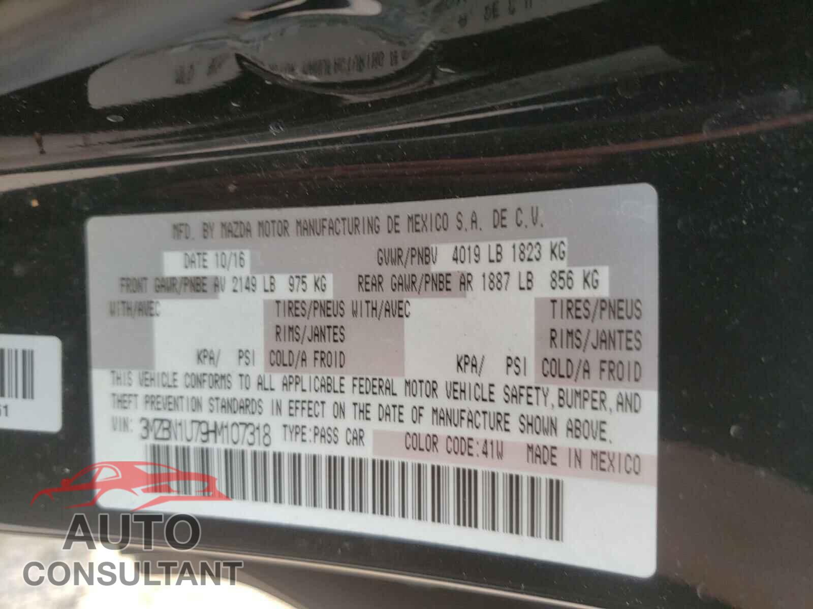 MAZDA 3 2017 - 3MZBN1U79HM107318