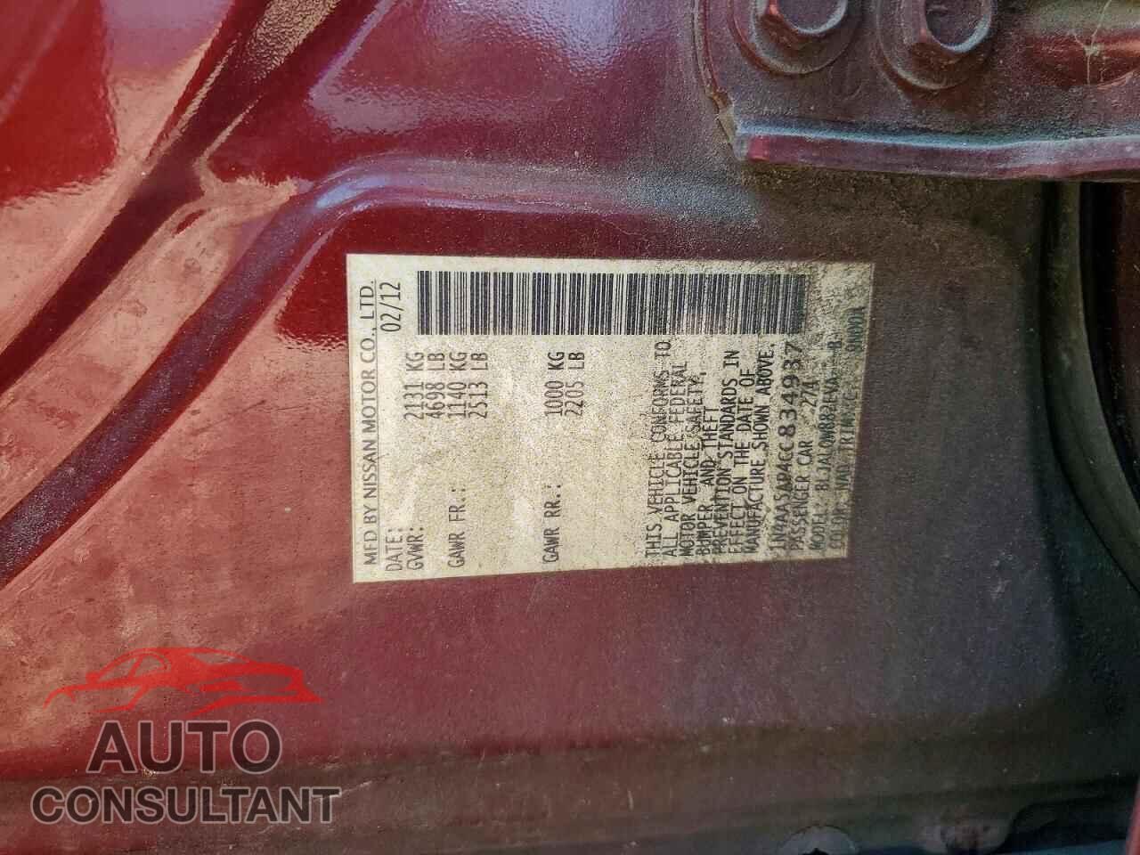 NISSAN MAXIMA 2012 - 1N4AA5AP4CC834937