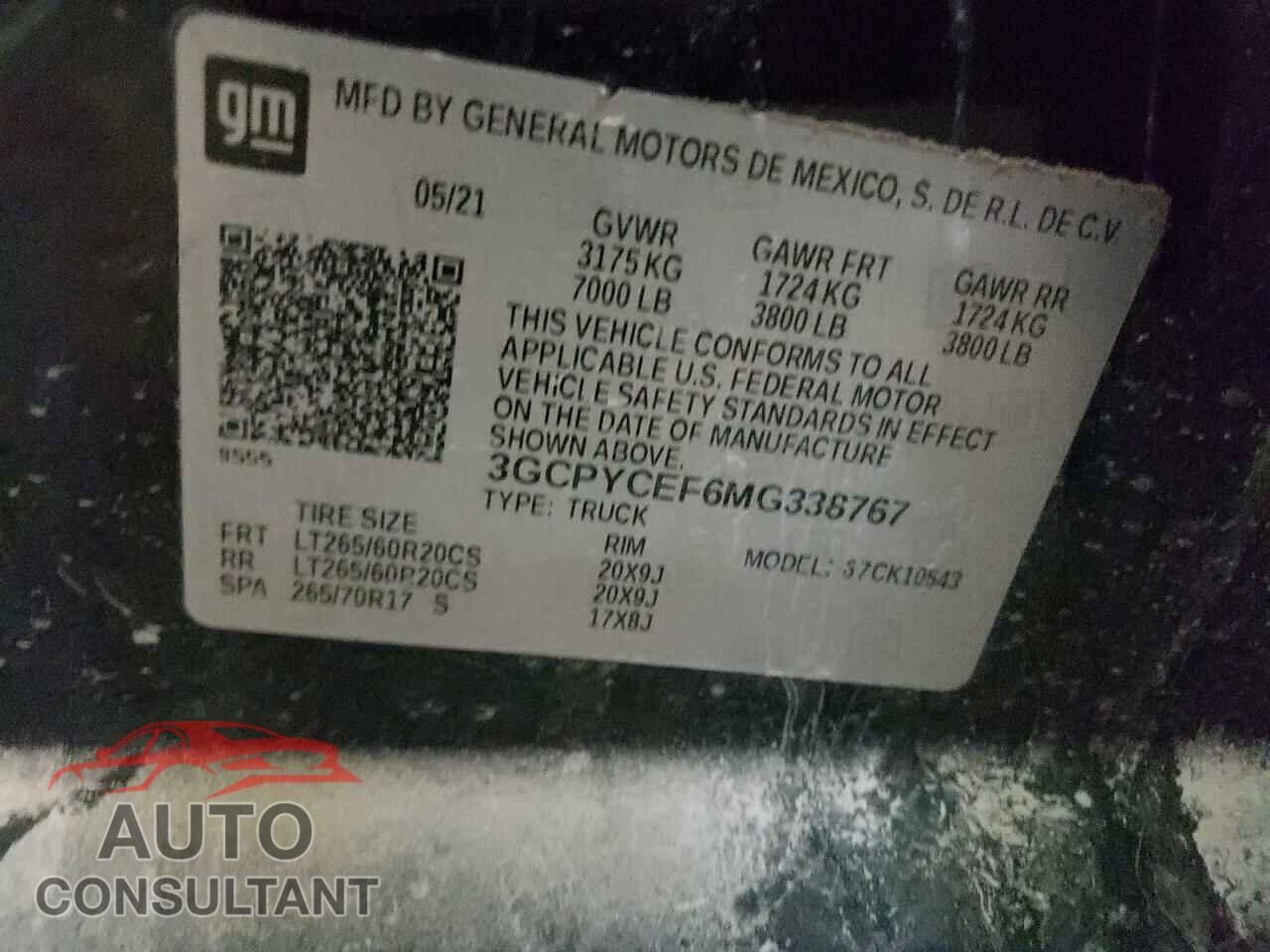 CHEVROLET SILVERADO 2021 - 3GCPYCEF6MG338767