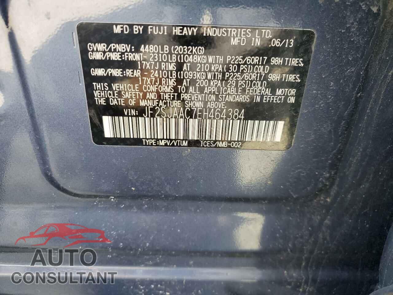 SUBARU FORESTER 2014 - JF2SJAAC7EH464384