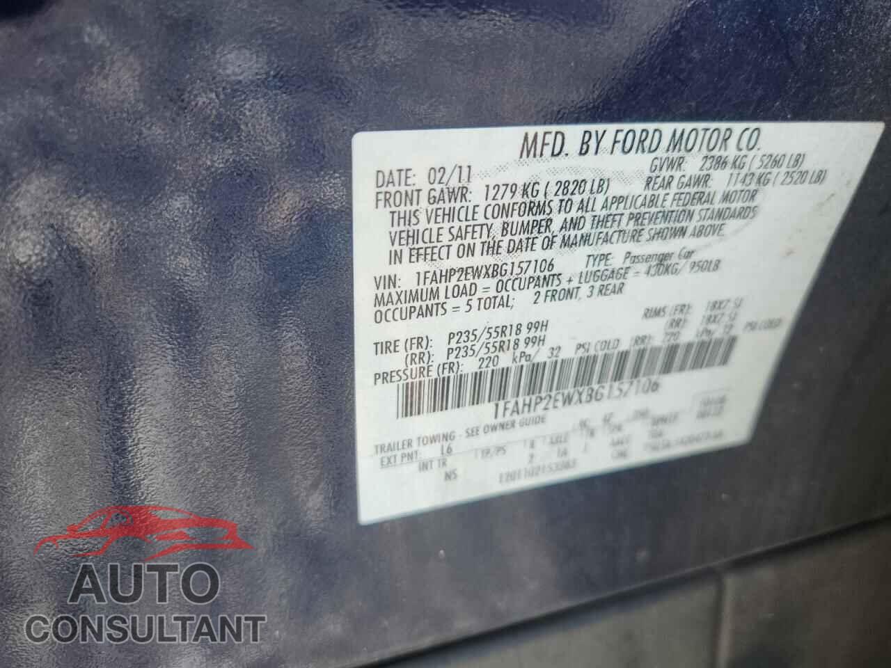 FORD TAURUS 2011 - 1FAHP2EWXBG157106