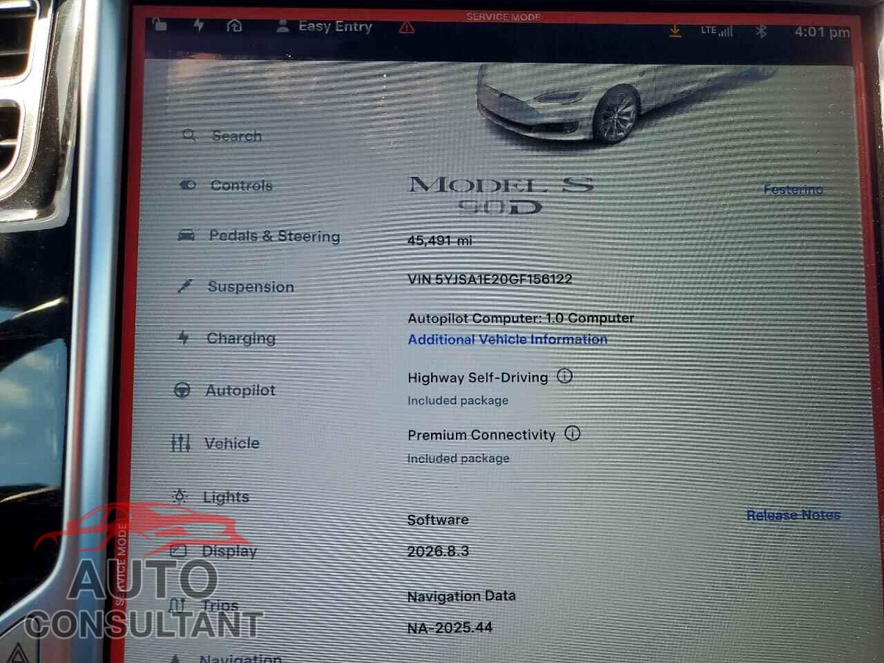 TESLA MODEL S 2016 - 5YJSA1E20GF156122